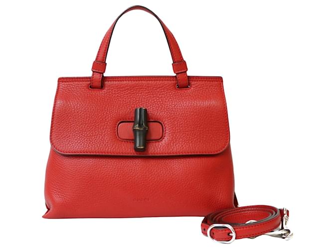 Gucci Bamboo Red Leather  ref.1278781