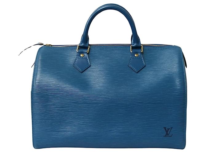 Louis Vuitton Speedy 30 Azul Cuero  ref.1279007
