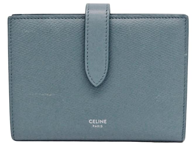 Céline Celine Geldbörse mit mittlerem Riemen Marineblau Leder  ref.1279147