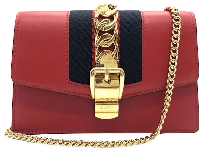 Gucci Sylvie Red Leather  ref.1279357