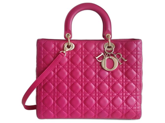 Bolso Lady Dior rosa Cuero  ref.1279845