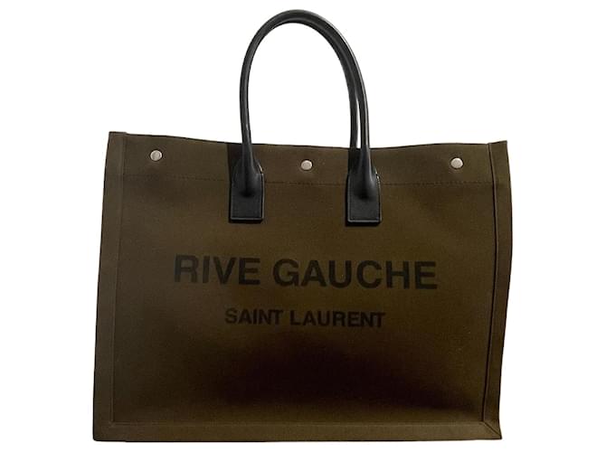 Cabas Rive Gauche SAINT LAURENT  Handbags T.  cotton Khaki  ref.1279903