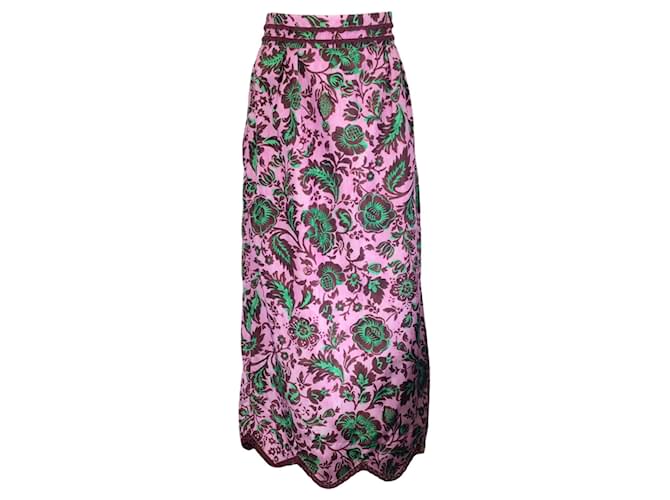 Autre Marque Muveil Pink / green / Burgundy Stamp Print Midi Skirt Multiple colors Polyester  ref.1279956