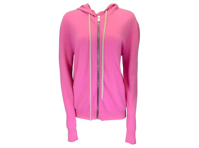 Autre Marque Rick Owens Hot Pink Hooded Zip-Front Cashmere Knit Sweater  ref.1279976