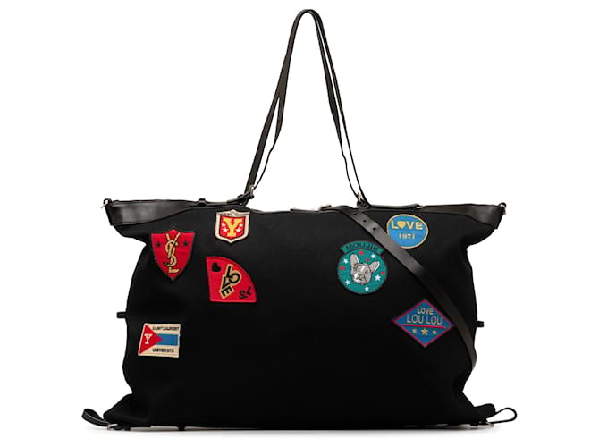 Black Saint Laurent Canvas ID Convertible Patches Travel Bag Leather  ref.1279990