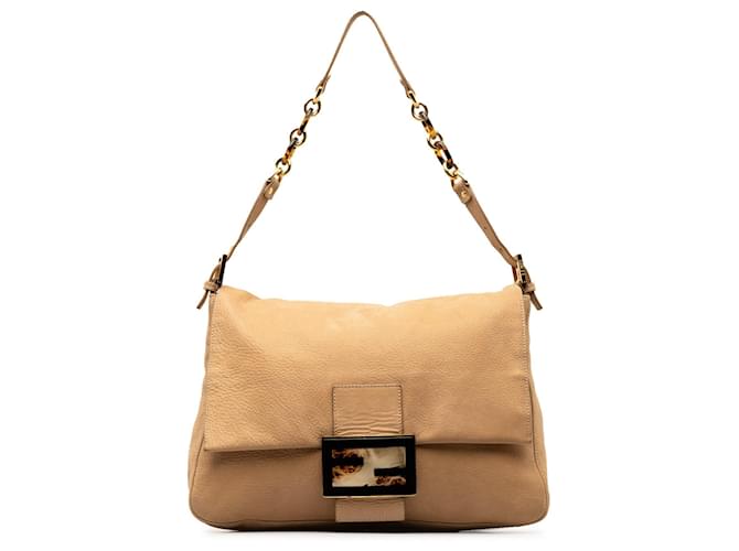 Grand sac à bandoulière en nubuck beige Fendi Mamma Forever Cuir Camel  ref.1280000