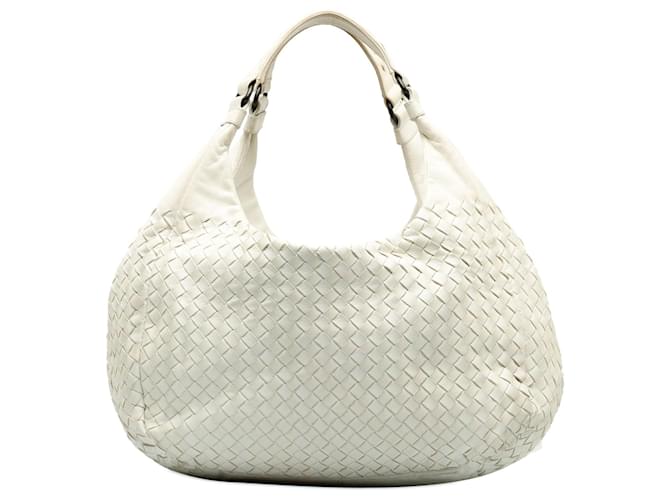 Weiße, mittelgroße Hobo-Tasche „Campana“ aus Intrecciato von Bottega Veneta Leder  ref.1280030