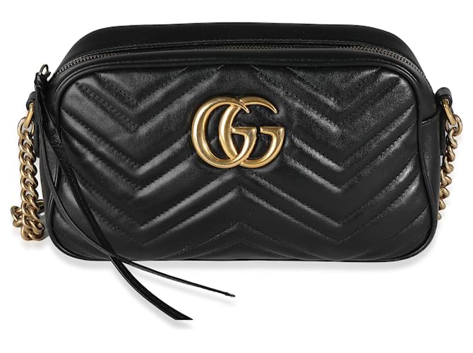 Gucci Black Matelasse GG Marmont Camera Bag Leather  ref.1280048