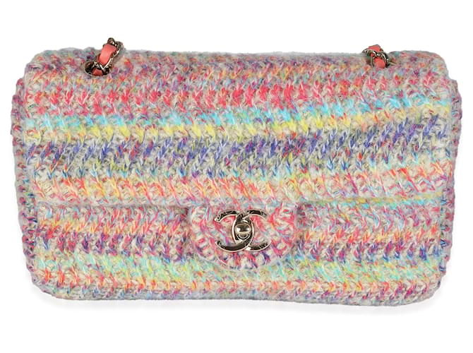 Timeless Chanel Mehrfarbige CC-Ketten-Umhängetasche aus Strick  Mehrfarben Tuch  ref.1280083
