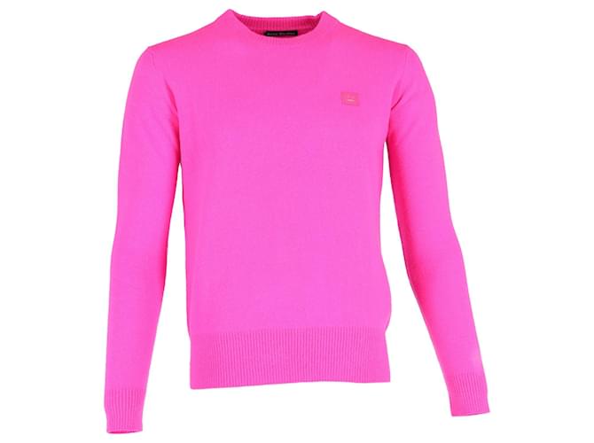 Acne Studios Face Patch Sweater in Pink Wool  ref.1280202