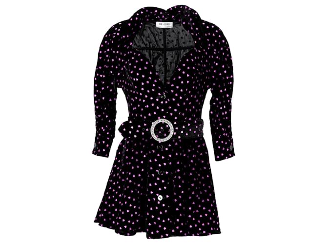 The Attico Mini-robe à imprimé cœur en viscose noire Fibre de cellulose  ref.1280203