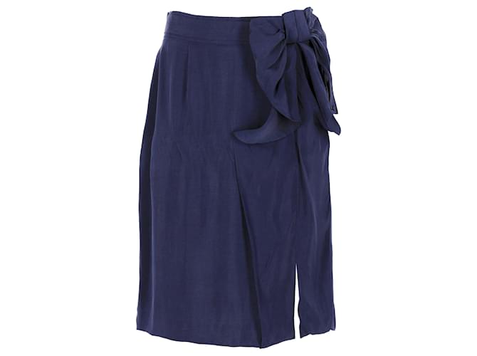 Red Valentino Bow Skirt in Navy Blue Cupro Cellulose fibre  ref.1280206