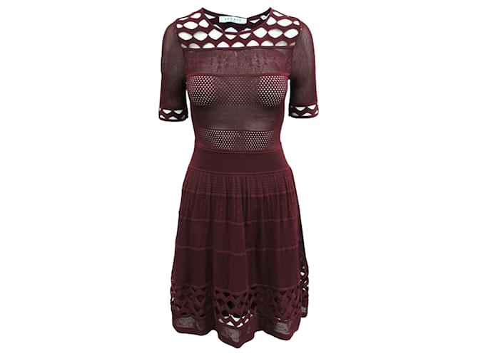 Autre Marque Burgunder Mesh Kleid Rot Bordeaux Viskose Zellulosefaser  ref.1280221