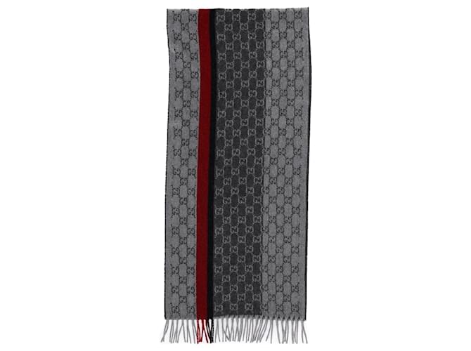 Gucci GG Web-Schal aus grauem Kaschmir Wolle  ref.1280228