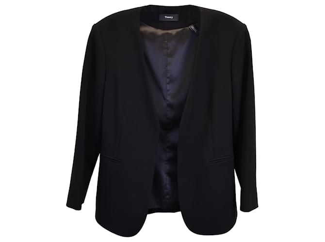 Theory Open-Front Blazer in Black Wool Polyester  ref.1280233