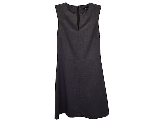 Ärmelloses Kleid mit geteiltem Ausschnitt aus dunkelgrauer Baumwolle von Theory Anthrazitgrau Polyester  ref.1280236