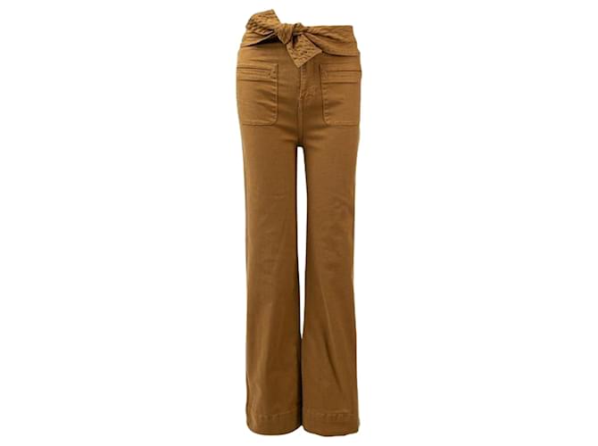 Autre Marque calças de cintura alta Metálico Bronze Algodão  ref.1280251