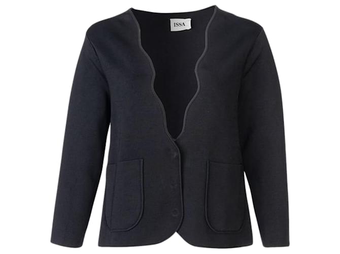 Autre Marque Cropped Wavey Collar Jacket Black Rayon Cellulose fibre  ref.1280270