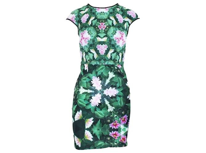 Autre Marque Green Print Short Sleeve Dress Polyester  ref.1280280