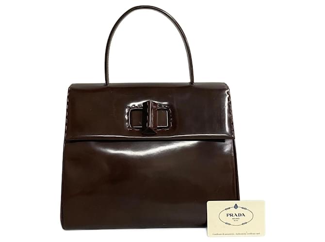 Prada Patent Turnlock Top Handle Bag Leather  ref.1280303