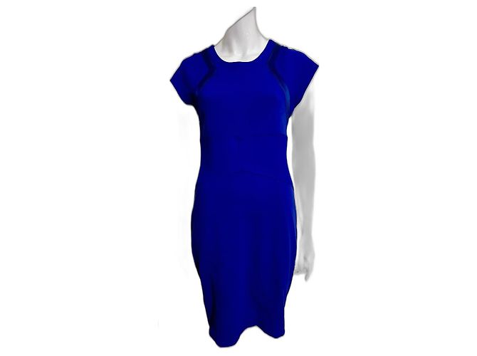 Diane Von Furstenberg DvF Lira Wollkleid mit Satin-Einsätzen Blau