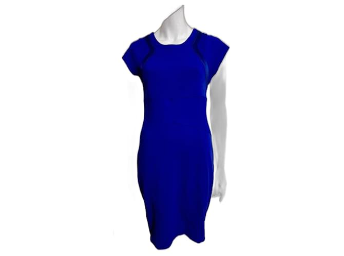 Diane Von Furstenberg DvF Lira wool panelled dress with satin Blue Viscose  ref.1280358