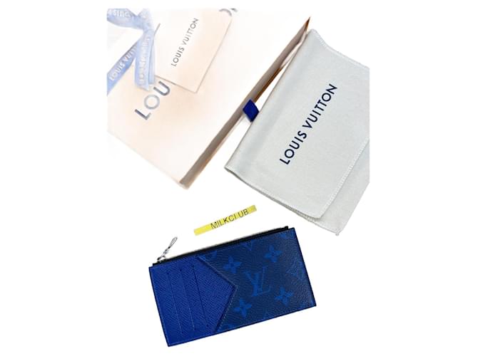 Louis Vuitton Geldbörse und Kartenetui von Vuitton Taigarama Blau Leinwand  ref.1280367