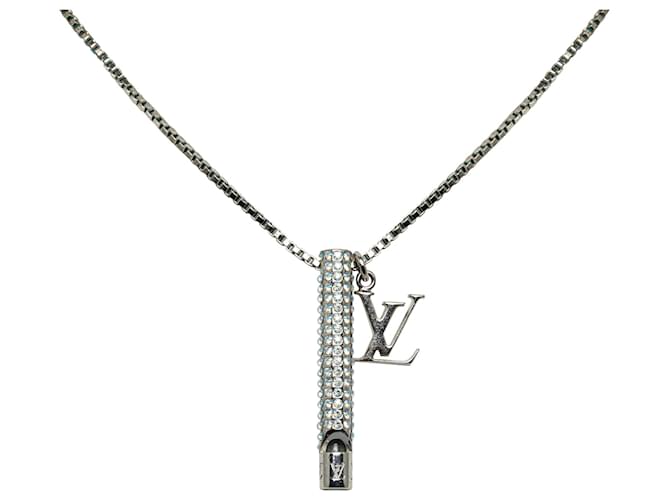 Louis Vuitton – Silberne LV-Halskette mit Pfeifenanhänger Metall  ref.1280371