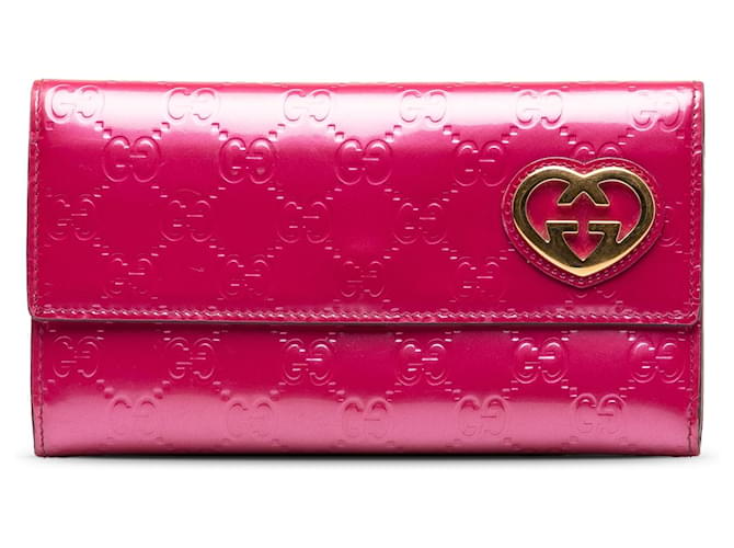 Gucci Pink Guccissima Lovely Heart Long Wallet Leather Pony-style calfskin  ref.1280381