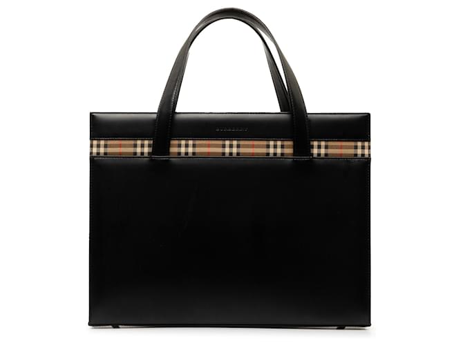 Burberry Black Leather Tote Bag Pony-style calfskin  ref.1280382