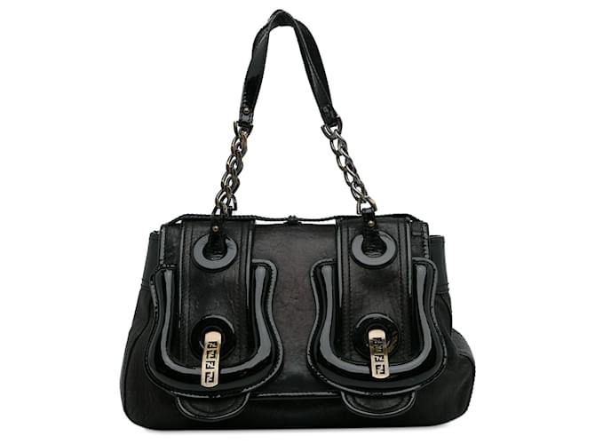 Fendi Black Leather B Shoulder Bag Pony-style calfskin  ref.1280397