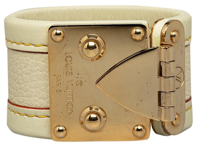 Weißes Louis Vuitton Suhali S-Lock-Armband Leder  ref.1280398