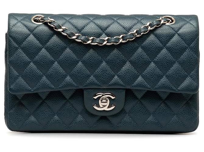 Chanel Blue Medium Classic Caviar Double Flap Leather  ref.1280404