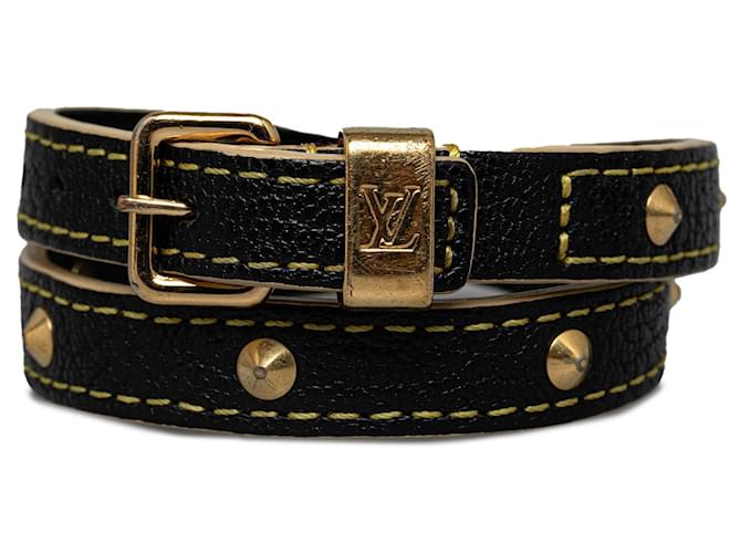 Bracelet enroulé doublé Suhali clouté noir Louis Vuitton Cuir  ref.1280407