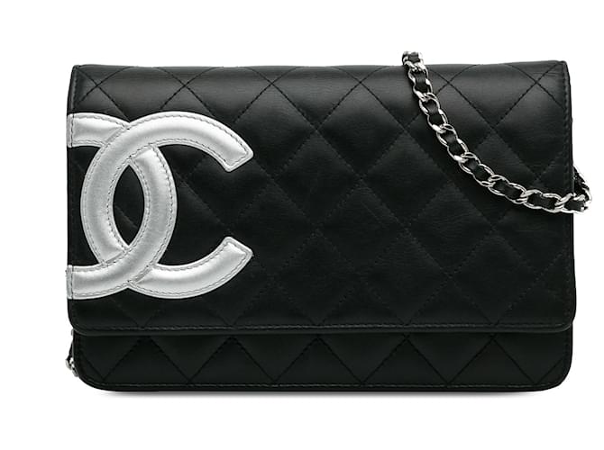 Portafoglio Chanel Cambon Ligne nero con catena Pelle  ref.1280413