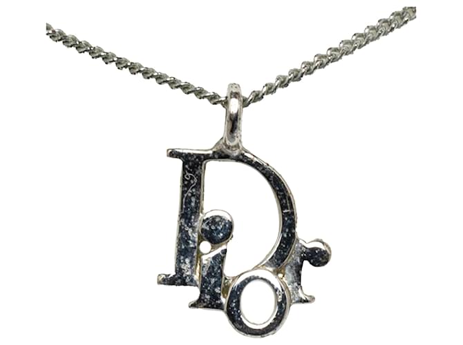 Colar de charme com logotipo de prata Dior Metal  ref.1280418