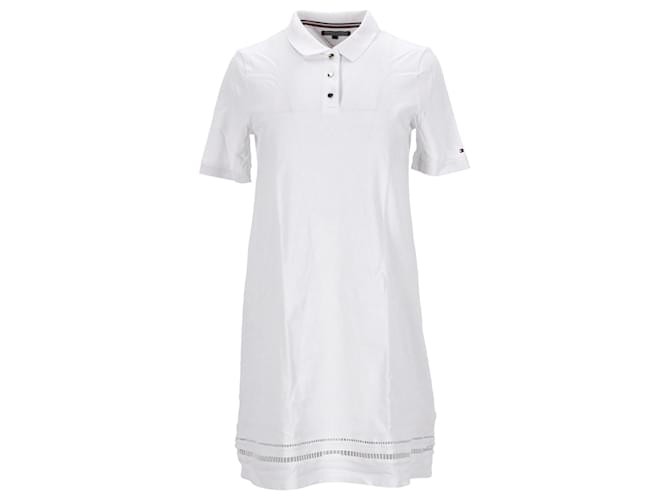 Tommy Hilfiger Damenkleid mit normaler Passform Weiß Baumwolle  ref.1280458