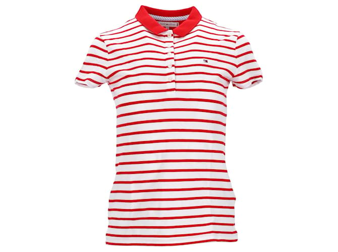 Tommy Hilfiger Slim Fit Poloshirt für Damen aus roter Baumwolle  ref.1280462