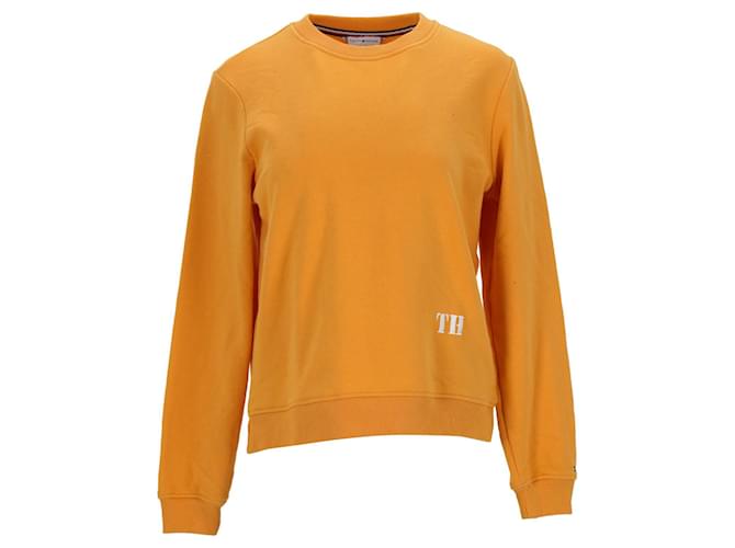 Tommy Hilfiger Sweatshirt mit Rundhalsausschnitt und Monogramm für Damen Gelb Baumwolle  ref.1280470