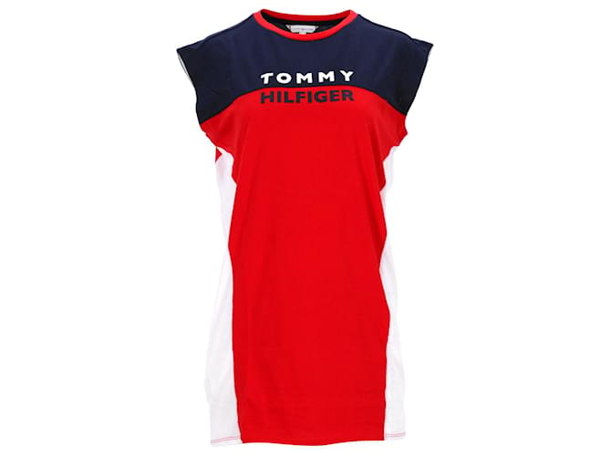 Tommy Hilfiger Womens Colour Blocked T Shirt Dress in Multicolor Cotton Multiple colors  ref.1280473