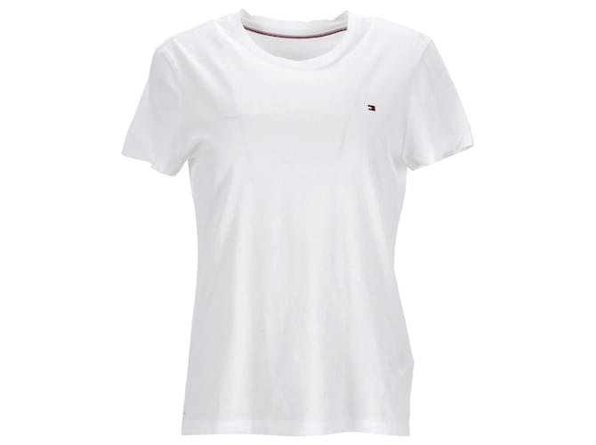 Tommy Hilfiger Camiseta feminina Heritage com gola redonda Branco Algodão  ref.1280479