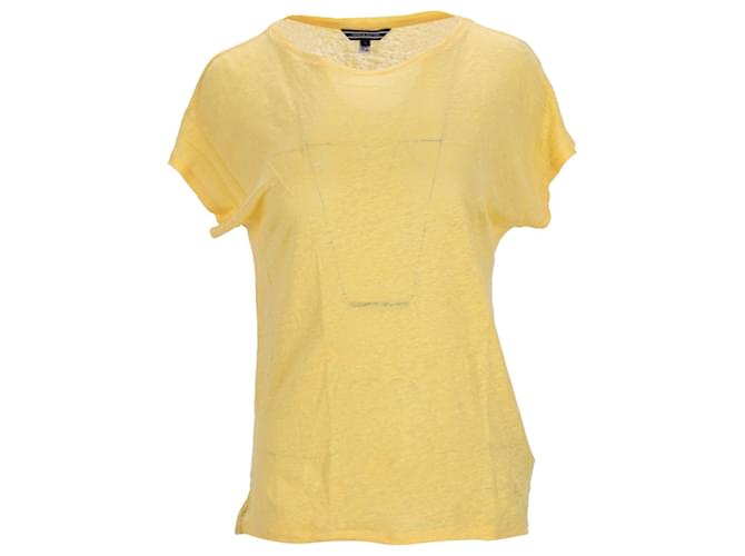 Tommy Hilfiger Womens Crew Neck Comfort Fit Top Yellow Linen  ref.1280481