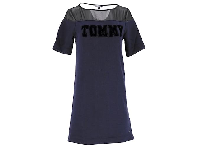 Tommy Hilfiger Damen-Kleid mit normaler Passform aus marineblauer Baumwolle  ref.1280491