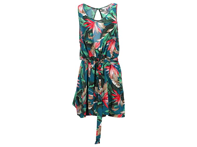 Tommy Hilfiger Womens Tropical Palm Print Playsuit in Green Viscose Cellulose fibre  ref.1280492