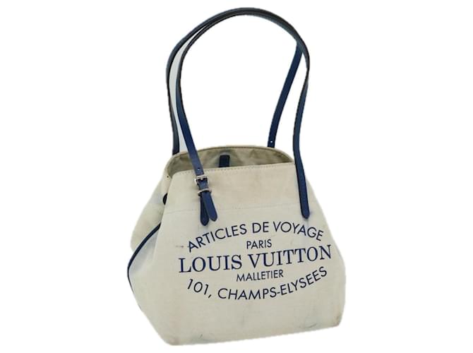 LOUIS VUITTON Cabas PM Tote Bag Canvas Beige Blue LV Auth 66907 Cloth  ref.1280555