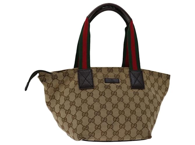 GUCCI GG Canvas Web Sherry Line Tote Bag Red Beige Green 131228 Auth yk10923  ref.1280605