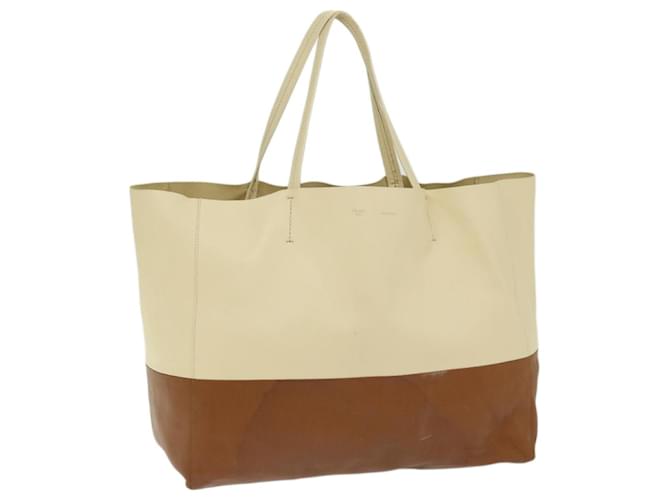 Céline CELINE Horizontal Cabas Tote Bag Leather Beige Brown Auth fm3255  ref.1280615