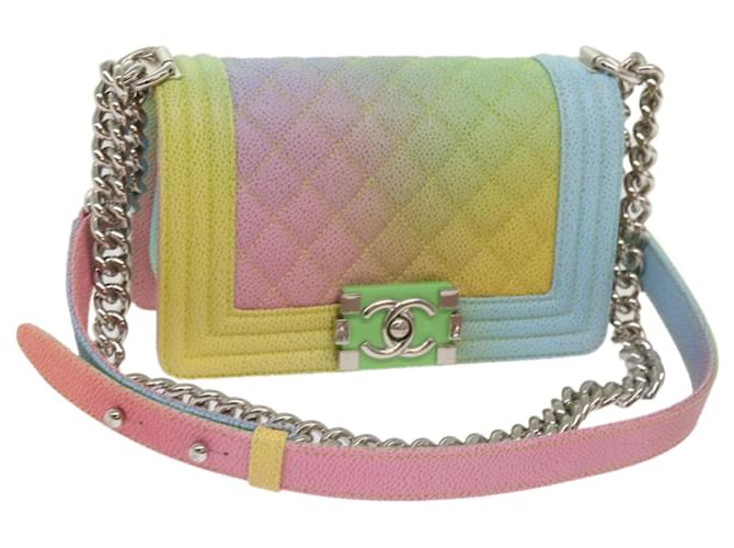 CHANEL Matelasse Boy Chanel Shoulder Bag Caviar Skin Multicolor CC Auth 66965S Multiple colors  ref.1280632