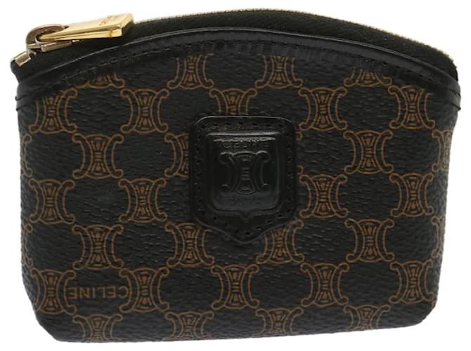 Céline CELINE Macadam Canvas Coin Purse PVC Couro Preto Auth 67451  ref.1280640