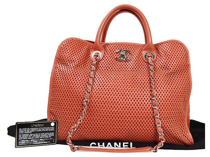 Chanel Costa Azzurra Arancione Pelle  ref.1280815